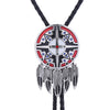 Feather Navajo Bolo Necklace Western Red Bootlace Tie