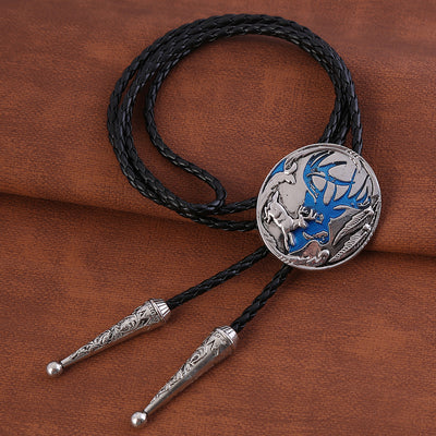 Elk Bolo Tie Mens Western Tie Blue Bolo Men Necktie