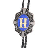 Alphabet H Bolo Tie Formal Western Tie Blue bowler tie