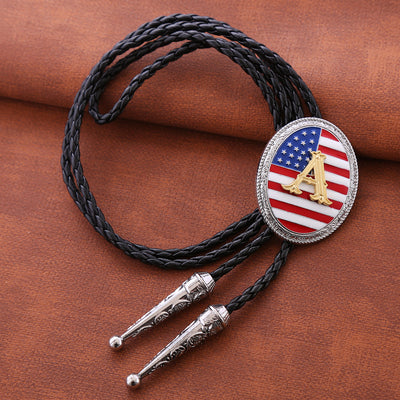 Alphabet A Bolo Tie American National Flag Tie Bolo