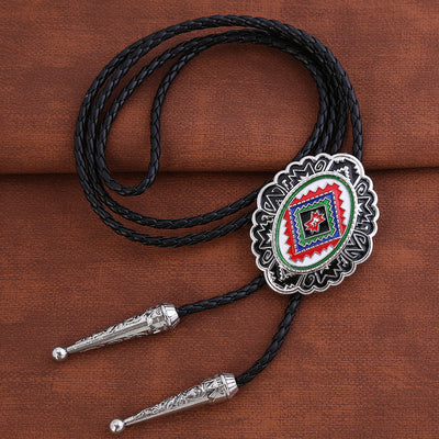 Black Navajo Bolo Tie Western Mens Bootlace Tie Bolo