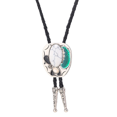 Men's Cowboy Bolo Tie White Turquoise Bolo Necktie Suit Tie