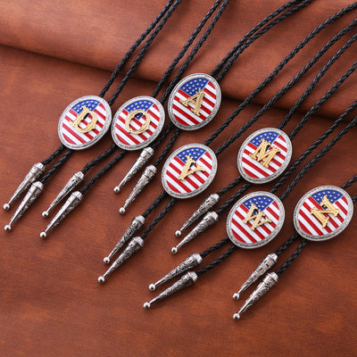 Alphabet Z Bolo Tie Formal Western Tie National Flag Bolo