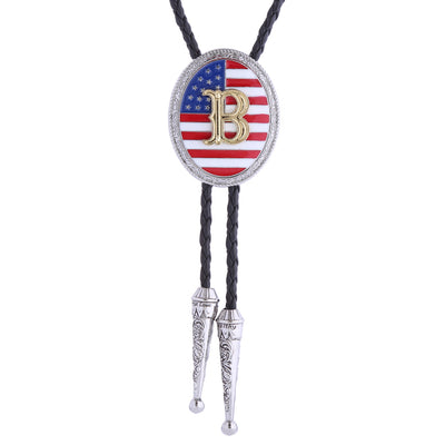 Alphabet B Bolo Tie American National Flag Tie Bolo