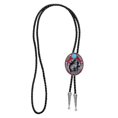 Men's Western Bolo Tie Wolf Red Bolo Turquoise Tie