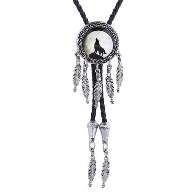 Men Cowboy Tie Dreamcatcher Wolf Western Tie Bolo