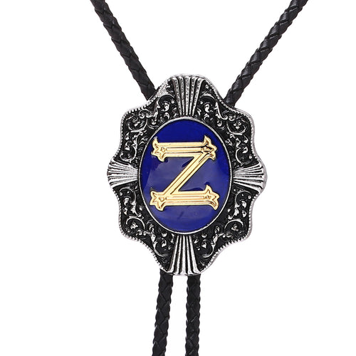 Alphabet Z Bolo Tie bowler tie Necklace Formal Bolo Tie Blue