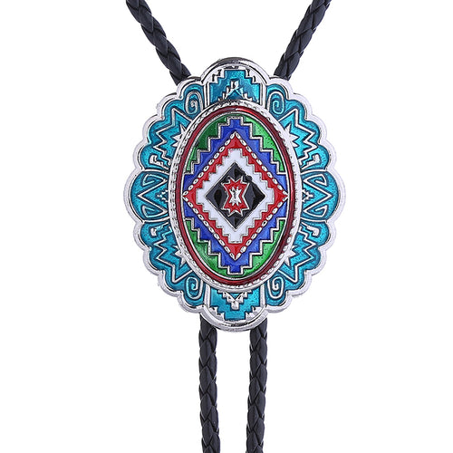 Blue Western Tie Navajo Bolo Tie Men Cowboy Bolo Tie