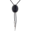 Men's Black Agate Bolo Tie Wedding Boloties Necklace