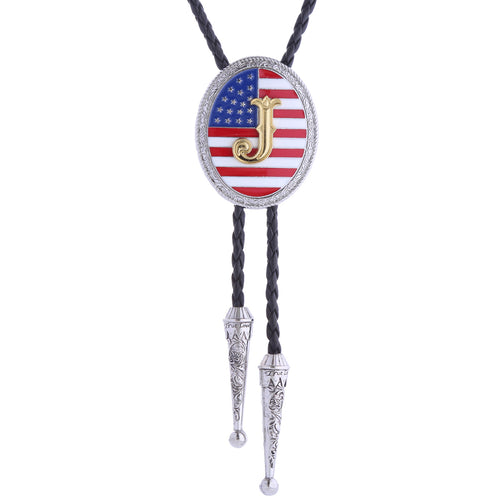 Alphabet J Bolo Tie Formal Western Tie National Flag Tie