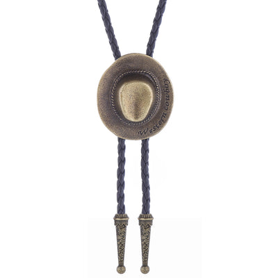 Bronze Bolo Necktie Western Cowboy Hat Bolo Tie for Men