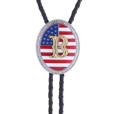 Alphabet B Bolo Tie American National Flag Tie Bolo