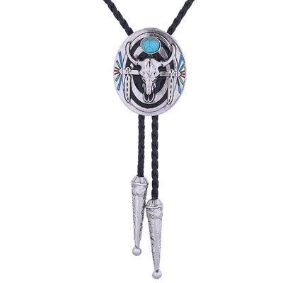 Longhorn Bolo Men Western Tie Cowboy Turquoise Necklace