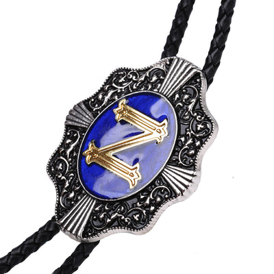 Alphabet Z Bolo Tie bowler tie Necklace Formal Bolo Tie Blue