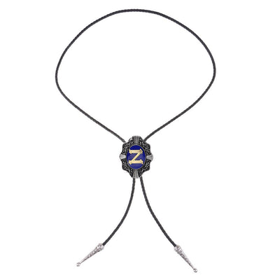 Alphabet Z Bolo Tie bowler tie Necklace Formal Bolo Tie Blue