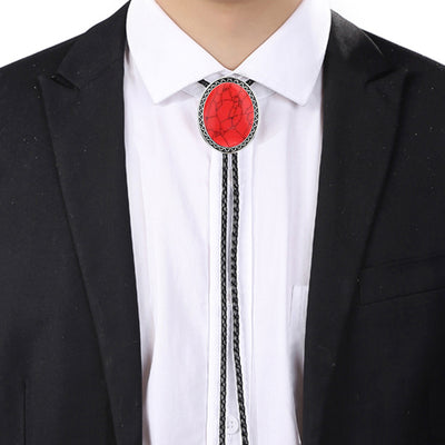 Red Turquoise Bolo Tie Wedding Men's Bootlace Tie