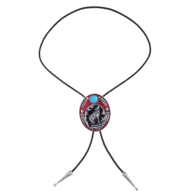 Men's Western Bolo Tie Wolf Red Bolo Turquoise Tie