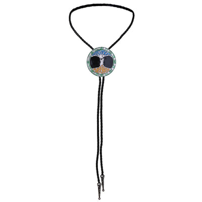 Tree of Life Pattern Bolo Necklace Black Western Bolo Tie