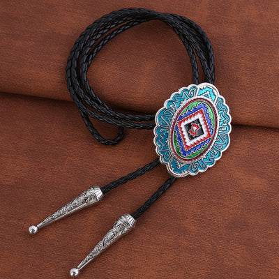 Blue Western Tie Navajo Bolo Tie Men Cowboy Bolo Tie