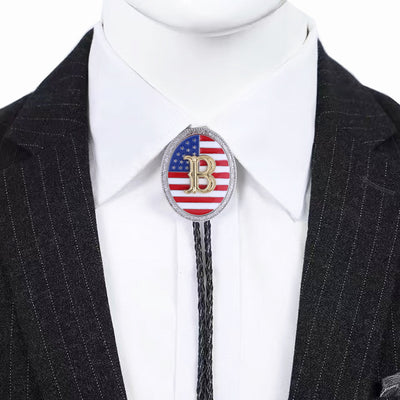 Alphabet B Bolo Tie American National Flag Tie Bolo