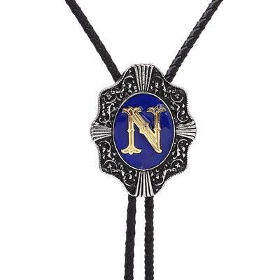 Alphabet N Bolo Tie Neck Tie Formal Bolo Blue Bowler Tie