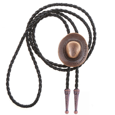 Western Cowboy Hat Bolo Tie Mens Cowboy Necktie Red Bronze