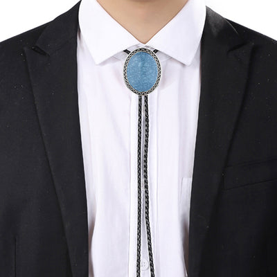 Blue Bolo Tie Mens bootlace tie Suit Bolo Tie Necklace