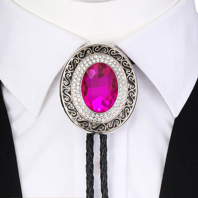 Unique Pink Bolo Rhinestone Bolo Tie Bolo Necktie Glass Stone