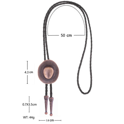 Western Cowboy Hat Bolo Tie Mens Cowboy Necktie Red Bronze