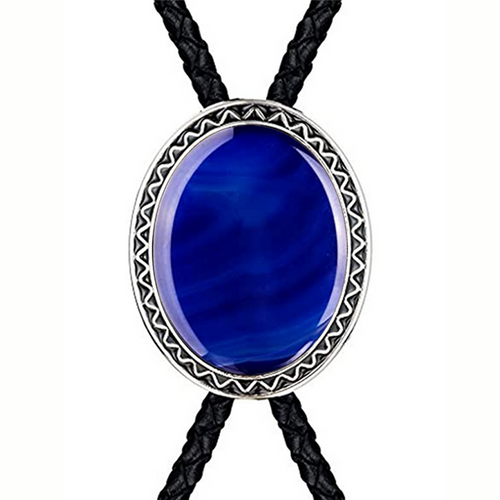 Royal Blue Agate Bolo Tie Wedding Formal Bootlace Tie