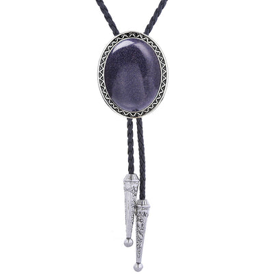 Blue Sandstone Bolo Tie Wedding Tie Necklace Bolo