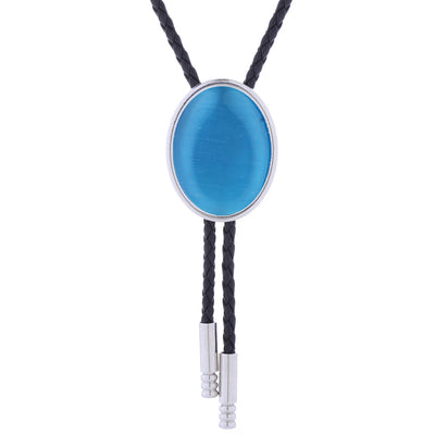 Mens Cat's Eye Bolo Tie Wedding Bolo Blue Formal Tie