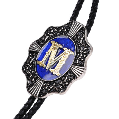 Alphabet M Bolo Tie Mens Bolo Formal Western Blue Tie