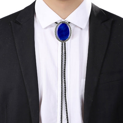 Royal Blue Agate Bolo Tie Wedding Formal Bootlace Tie