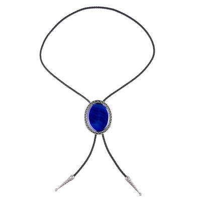 Royal Blue Agate Bolo Tie Wedding Formal Bootlace Tie