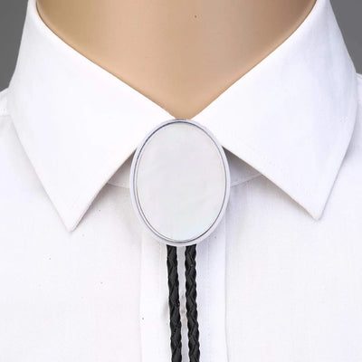 White Shell Bolo Tie Stone Bootlace Tie Women's Bolo Tie