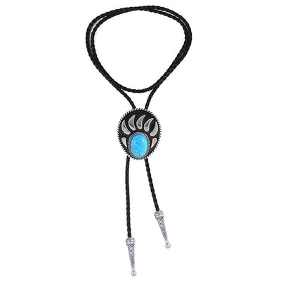 Bear Claw Bolo Tie Men's Turquoise Black Cowboy Tie