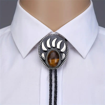 Bear Claw Bolo Tie Men's Tiger's Eye Cowboy Necktie Bolo Tie