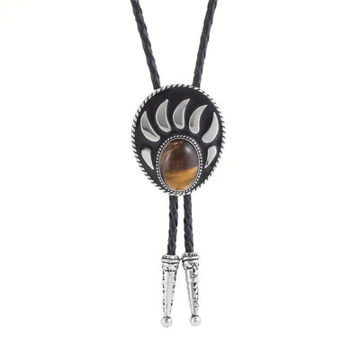 Bear Claw Bolo Tie Men's Tiger's Eye Cowboy Necktie Bolo Tie