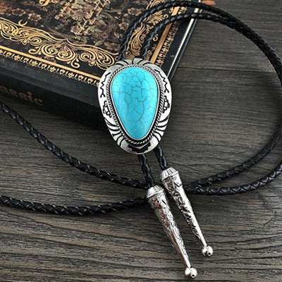 Bolo Tie Turquoise Men's Blue Necktie Antique Bolo Tie