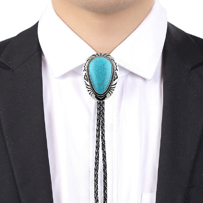 Bolo Tie Turquoise Men's Blue Necktie Antique Bolo Tie