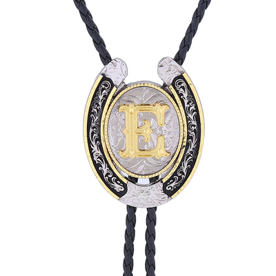 Horseshoe Bolo Tie Alphabet E Necktie Wedding Bolo Tie