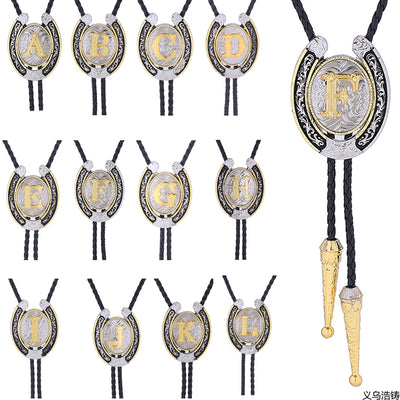 Horseshoe Bolo Tie Alphabet X Necklace Men‘’s Bolo Tie