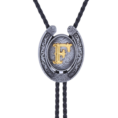 Horseshoe Bolo Tie Alphabet F Bootlace Tie Men’s Tie