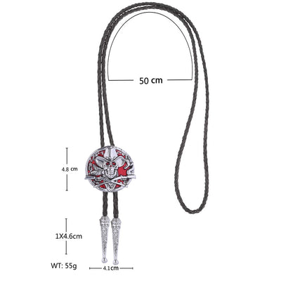 Skull Bolo Tie Mens Western Bolo Tie Cowboy Red Bolo